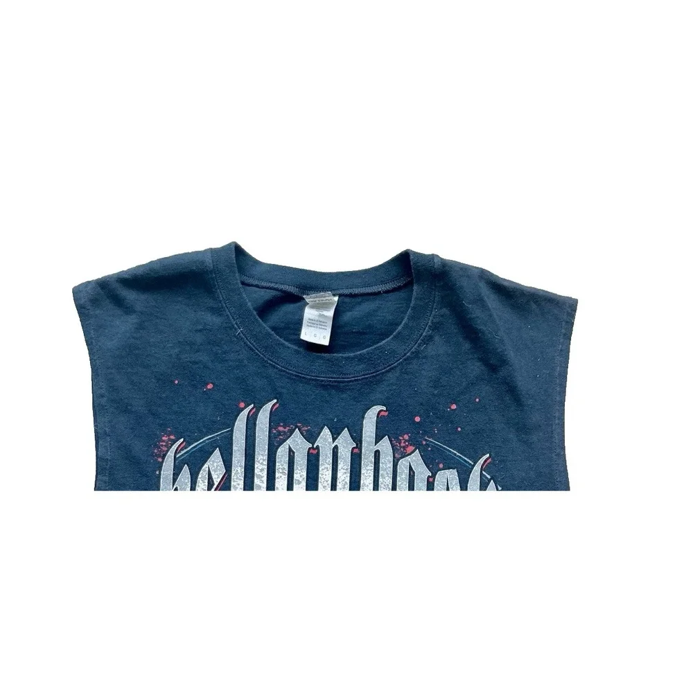 Hellanbach American Patriot Est 2003 Shirt Sz L Large BLACK USA FLAG Sleeveless‎